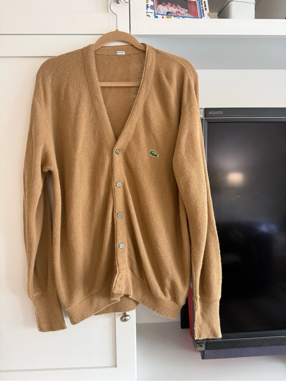 Lacoste Men’s Camel Cardigan with Crocodile Logo